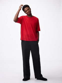 Twill Wide Straight Pants | Long