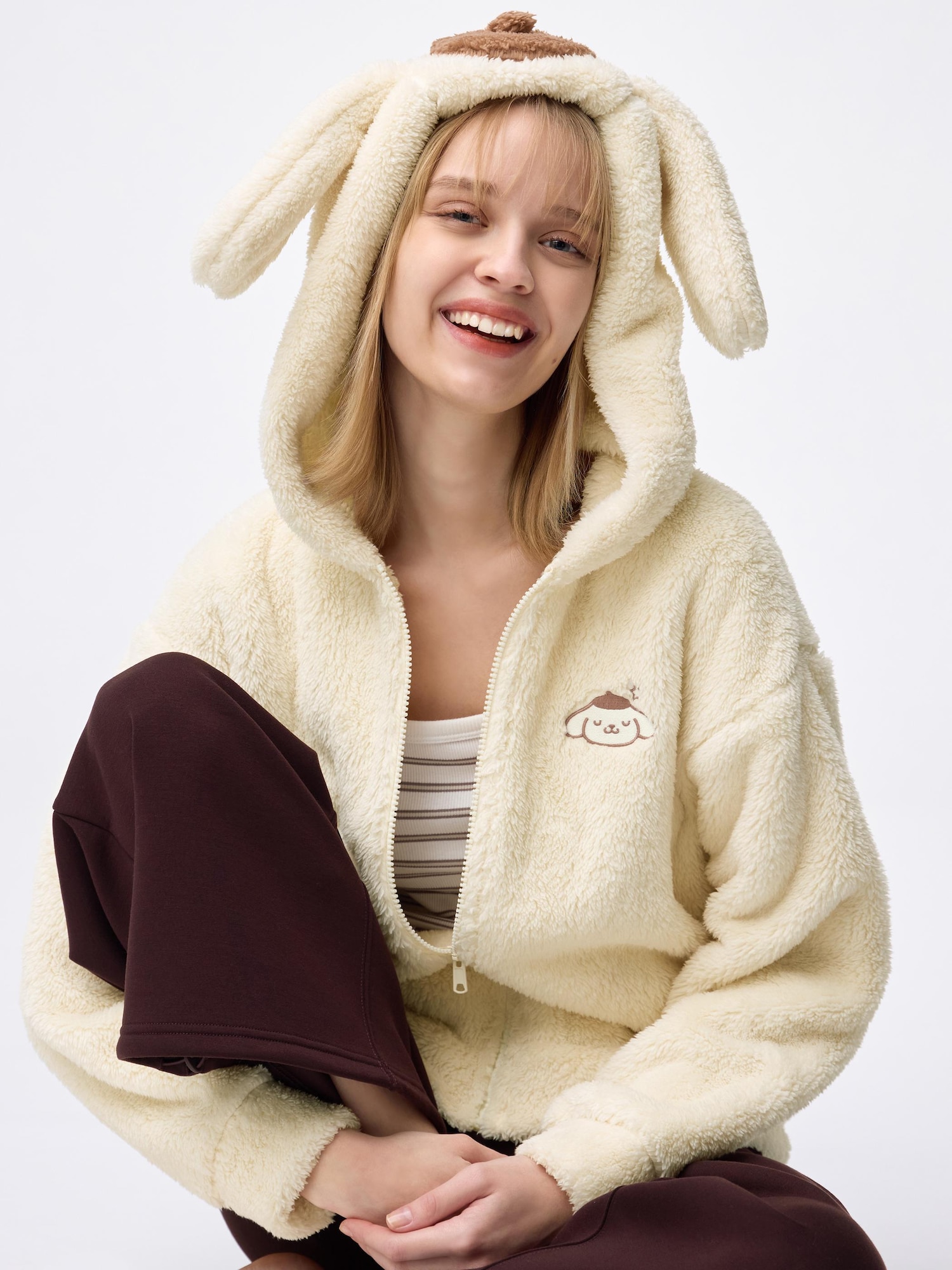 GU マシュマロフィールフルジップパーカー サンリオ キティ パジャマ もこもこ Women's Marshmallow Feel Full-Zip Hoodie | Sanrio characters | GU US