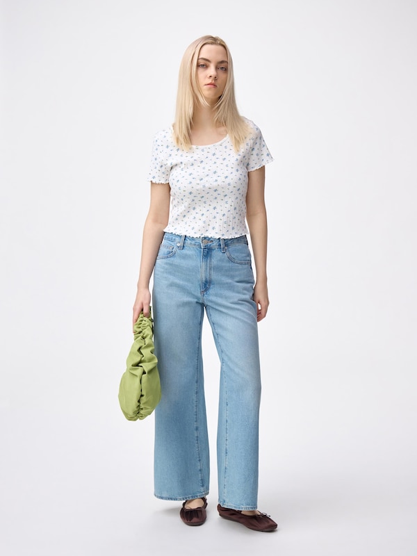 Pointelle Flower Printed T-Shirt