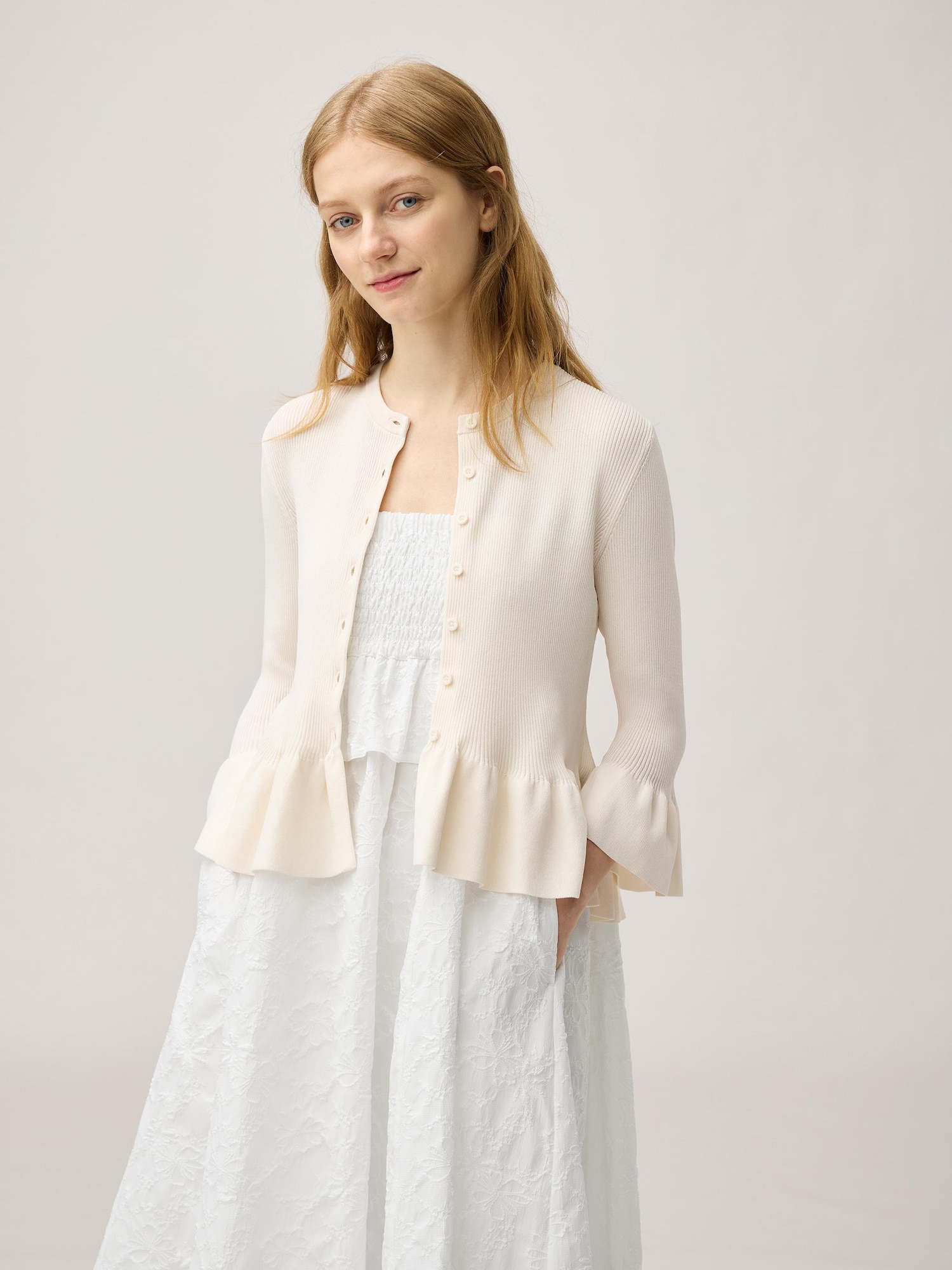 カーディガン nugu frill layerd wool cardigan フリルパイピングカーディガン | ファッション通販サイト NUGU