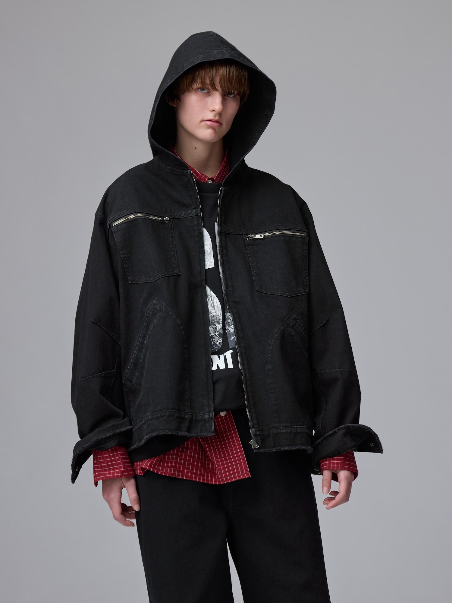 【新品未使用】GU×UNDERCOVER デニムジップアップパーカ　3XL 黒 Unisex Denim Zip Up Parka | UNDERCOVER | GU US