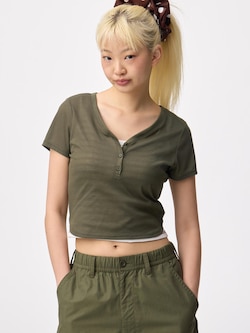 Soft Sheer Henley Neck T-Shirt