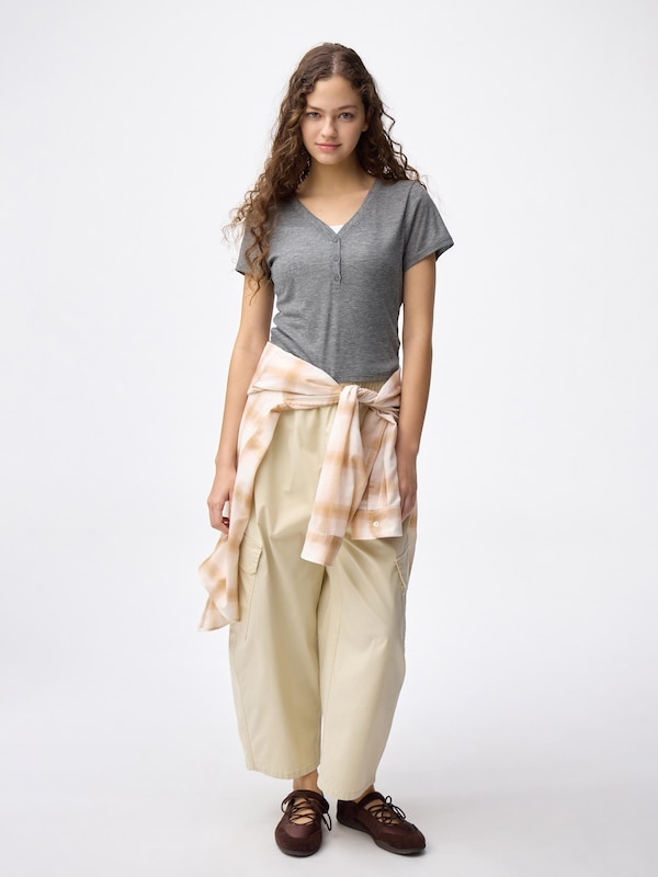 Soft Sheer Henley Neck T-Shirt