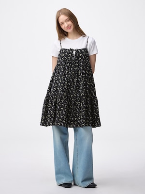 Flower Printed Camisole Tunic Dress