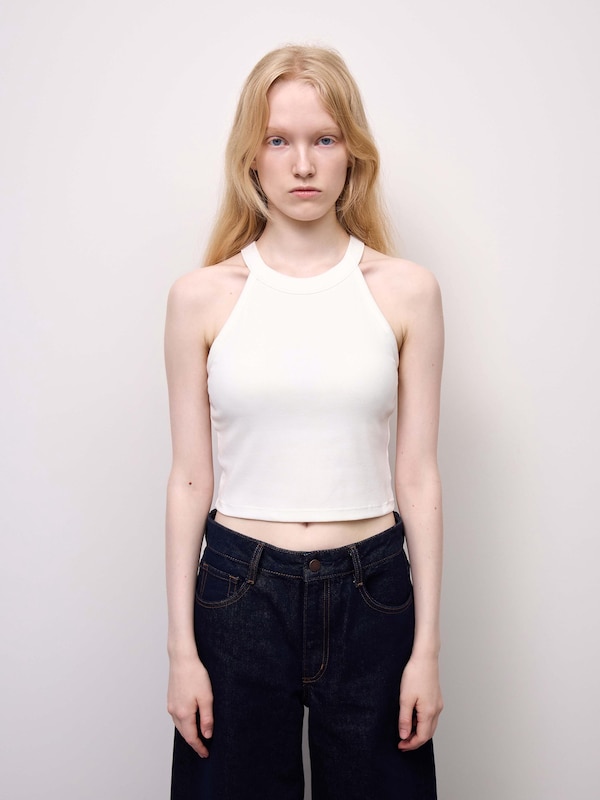 Bra-Feel Cropped Halter Neck Tank Top