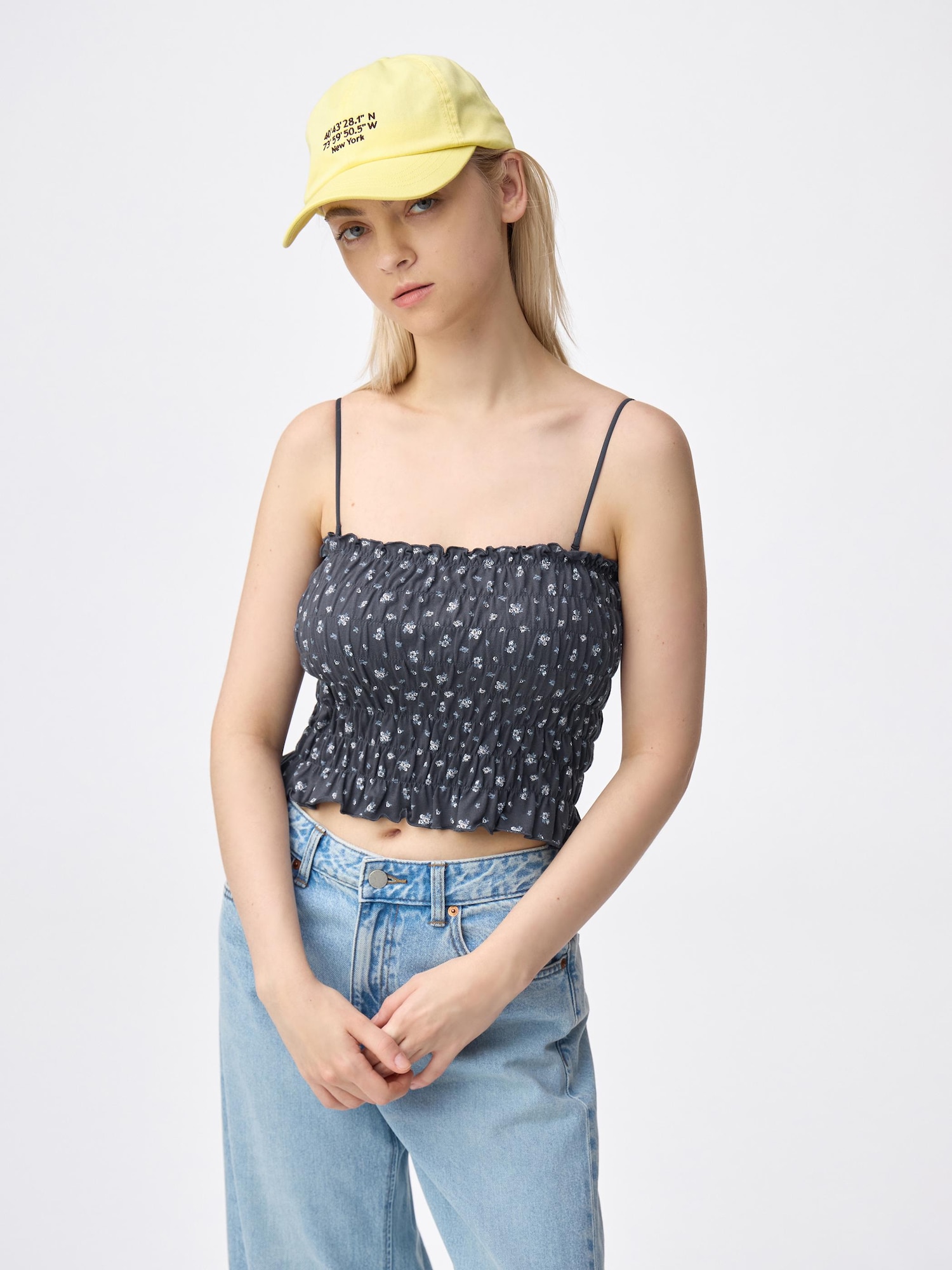 Women's Bra-Feel Cropped Shirring Tube Top | Flower | GU US