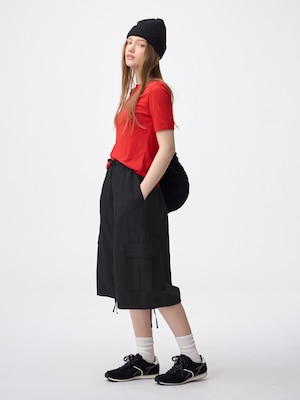 Linen Blend Cargo Half Pants