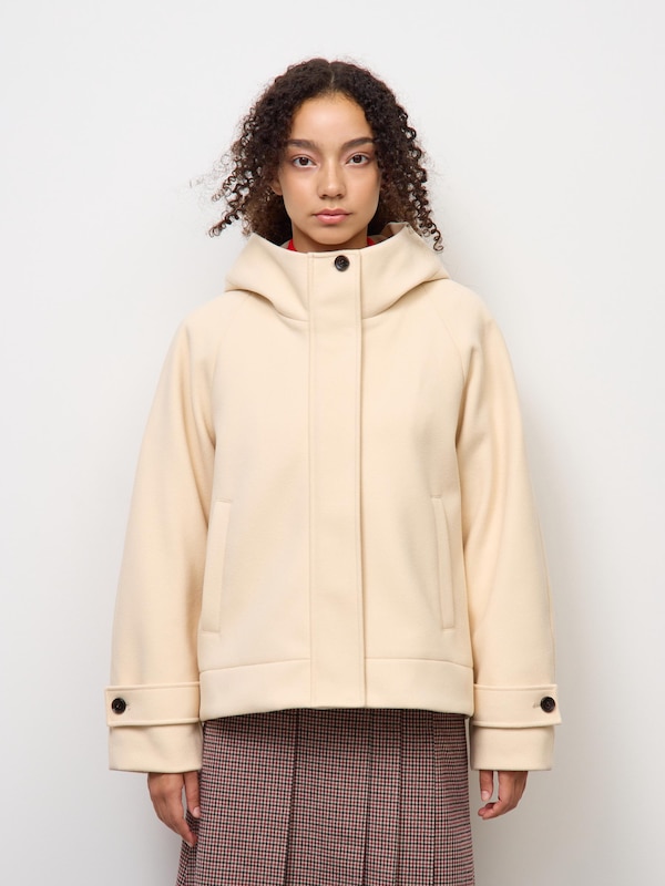 COZY MELTON Short Hoodie Coat | CL