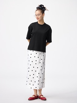 Satin Dot Flared Skirt