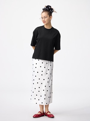 Satin Dot Flared Skirt