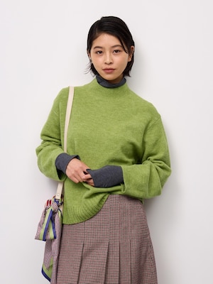 Puffy Touch Knit Oversized High Neck Sweater | CL
