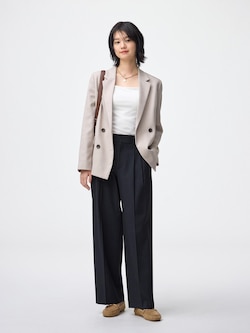 Pleated Wide Pants | Stripe