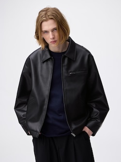 Faux Leather Work Jacket