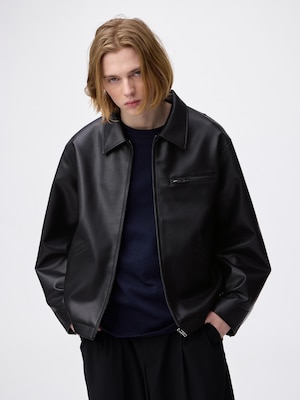 Faux Leather Work Jacket