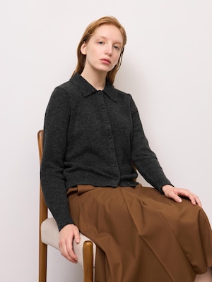 Puffy Touch Knit Polo Cardigan | CL