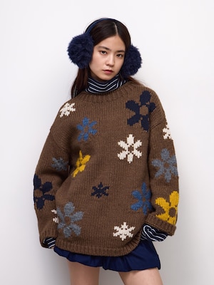 Flower Jacquard Oversized Knitted Tunic | PF