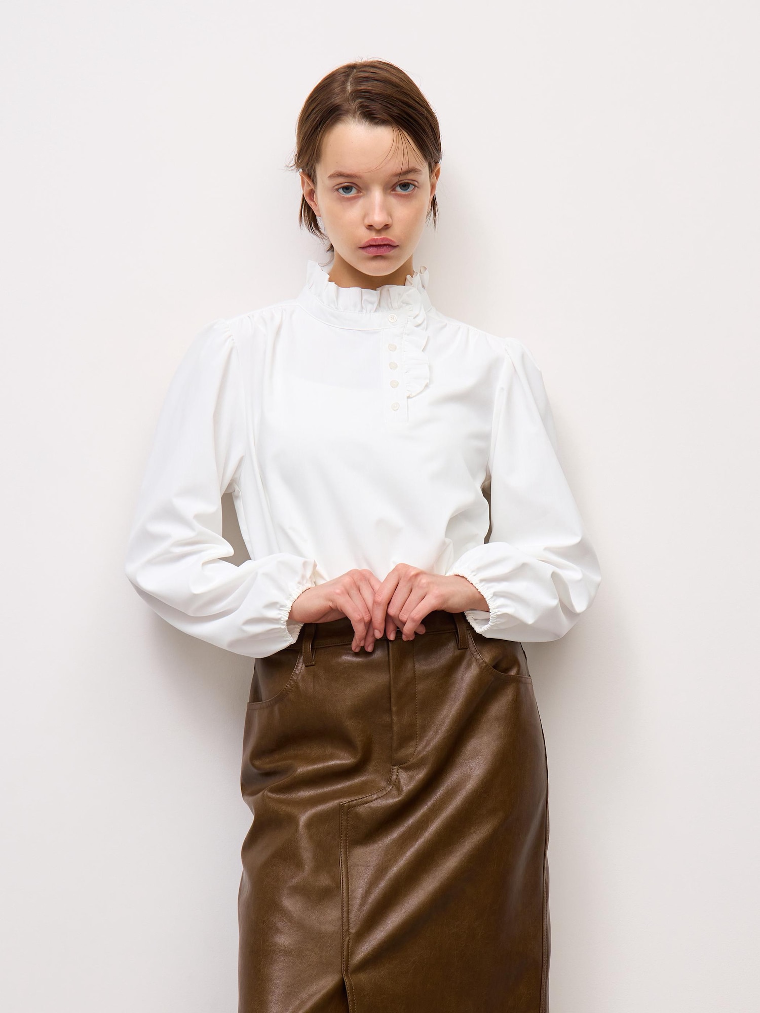 Women's Frilled Neck Blouse | CL | GU US