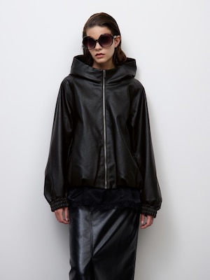 Faux Leather Balloon Hem Jacket | MN
