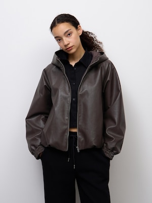 Faux Leather Balloon Hem Jacket | MN