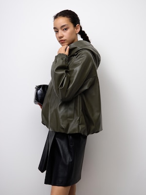 Faux Leather Balloon Hem Jacket | MN
