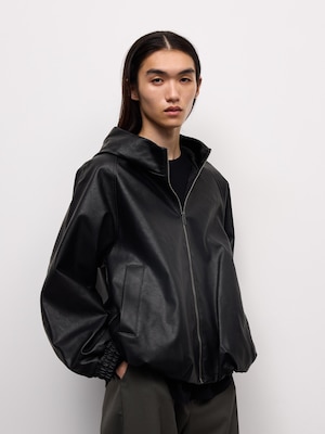 Faux Leather Balloon Hem Jacket | MN
