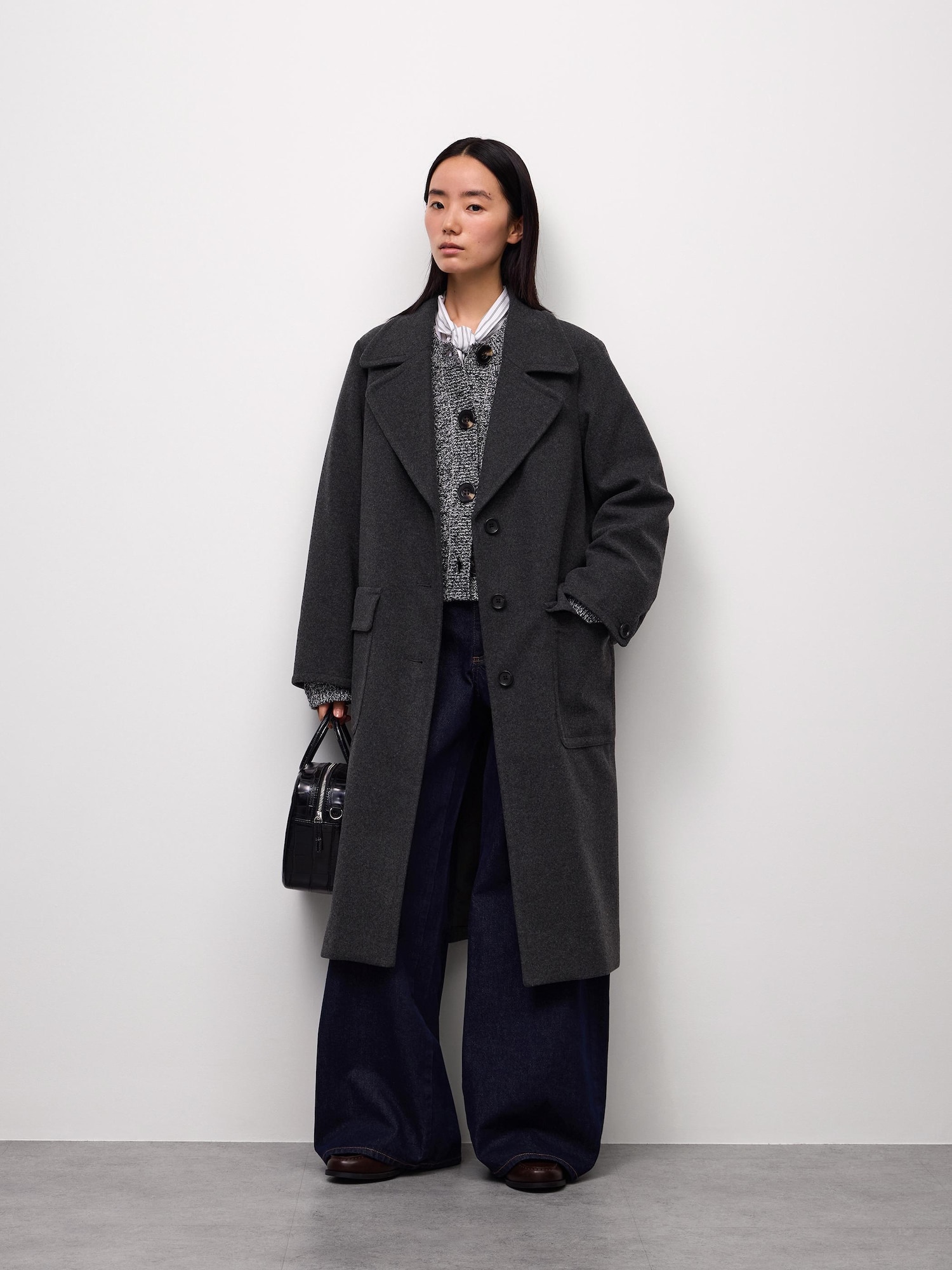 GU コージーメルトンテーラードコート　丈長め　M Women's COZY MELTON Tailored Long Coat | CL | GU US