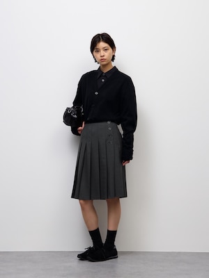 Side Button Pleated Skirt | MN