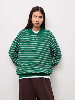 Pique Oversized Polo Shirt | Long | Stripe | ST