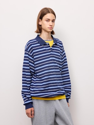 Pique Oversized Polo Shirt | Long | Stripe | ST