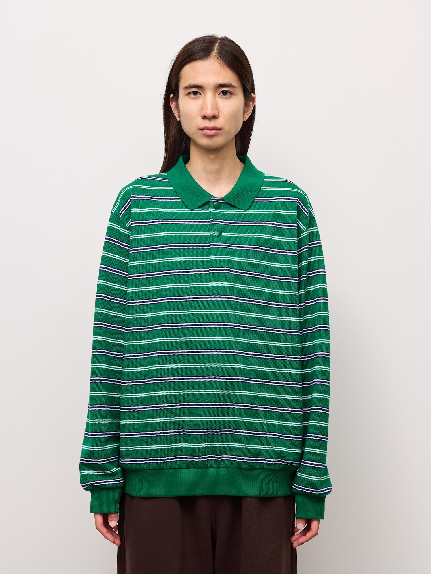 Unisex Pique Oversized Polo Shirt | Long | Stripe | ST | GU US