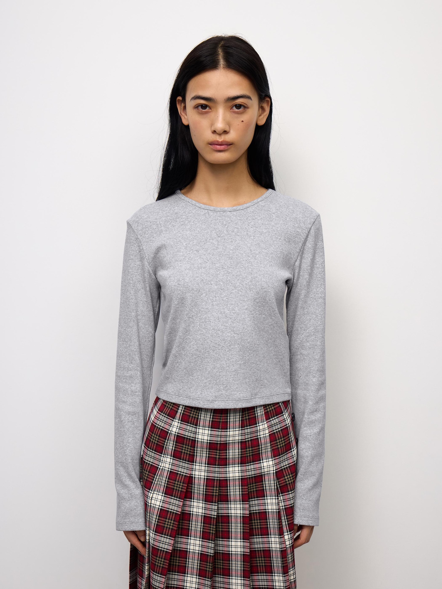 Women's Ribbed Cropped T-Shirt | Long | PF | GU US