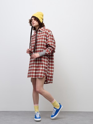 Flannel Checked Mini Shirt Dress | PF