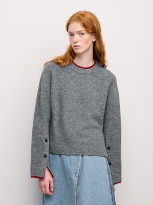 Puffy Touch Knit Color Combination Sweater | by rokh