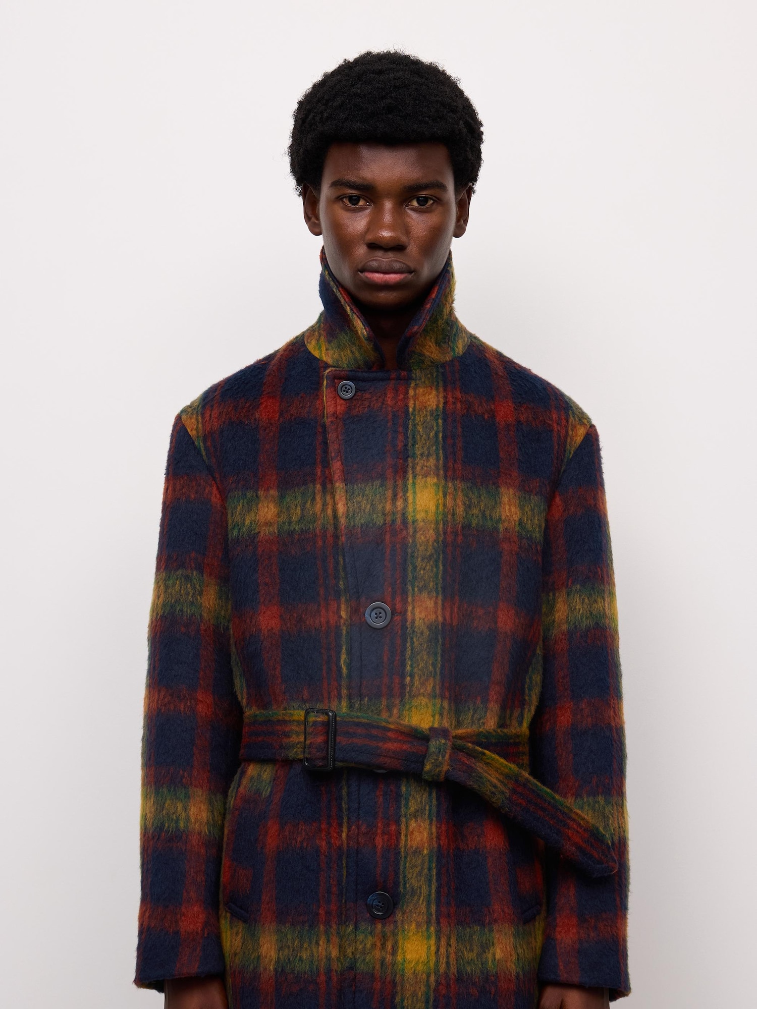 Unisex Shaggy Checked Coat | GU US