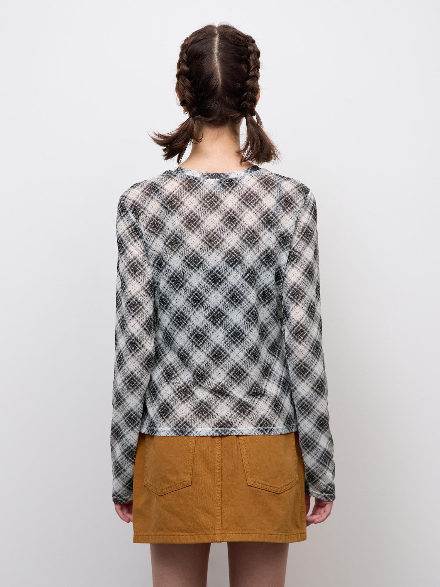 Women's Sheer Checked T-Shirts | Long | GU US