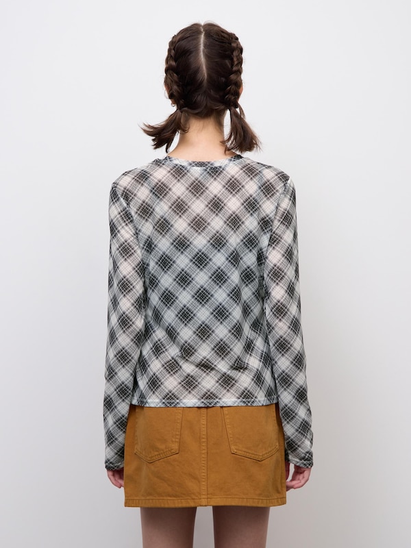Sheer Checked T-Shirts | Long | PF