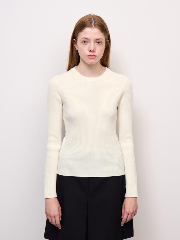 Fine Gauge Knit Ribbed Sweater | MN