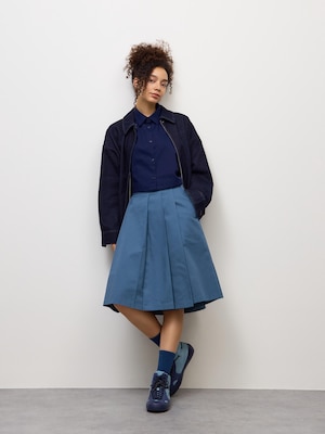 Chino Pleated Midi Skirt | UL