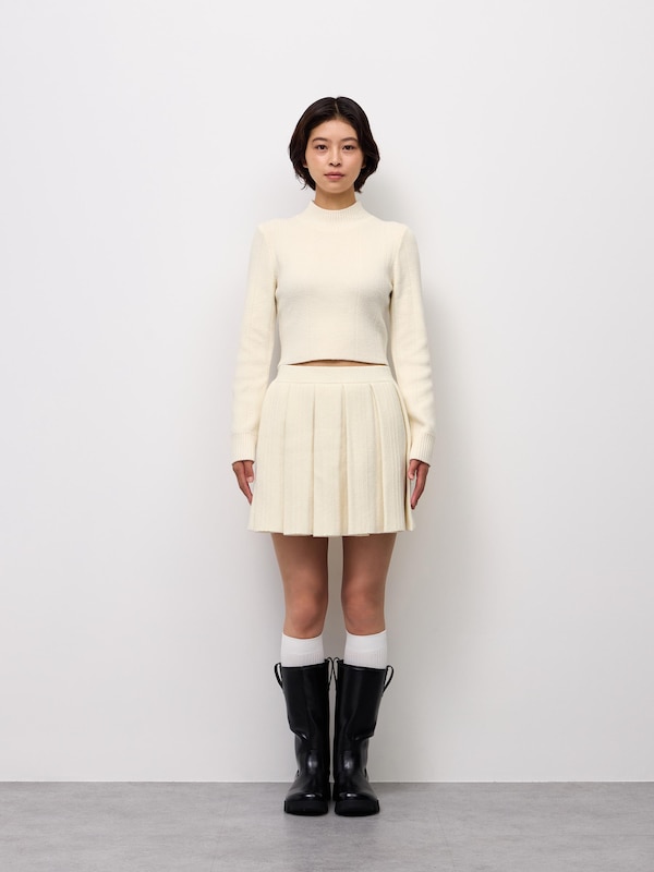 Knitted Pleated Mini Skirt | UL