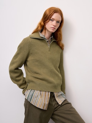 Rib Stitched Half-Zip Sweater | UL