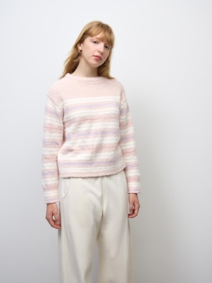 Fluffy Knit Pullover | Striped | CZ