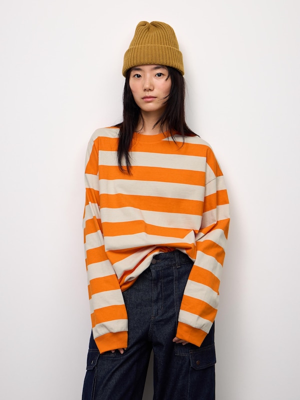 Cotton Boxy T-Shirt | Long | Stripe | UL