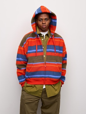 Fleece Cocoon Full-Zip Hoodie | Stripe | UL | Oversized Fit