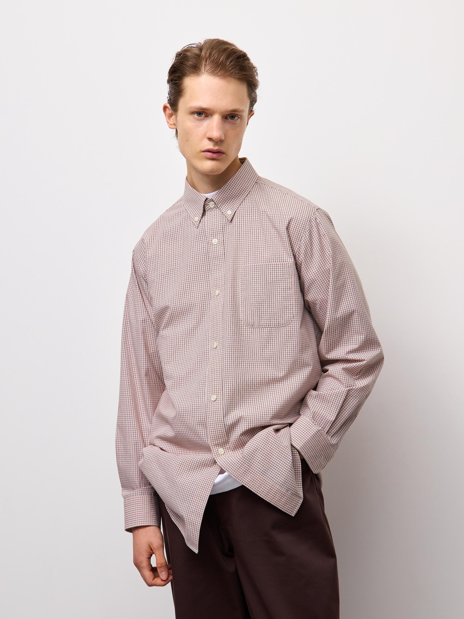 Men's Easy Care Broadcloth Shirt | Checked | CL | GU US