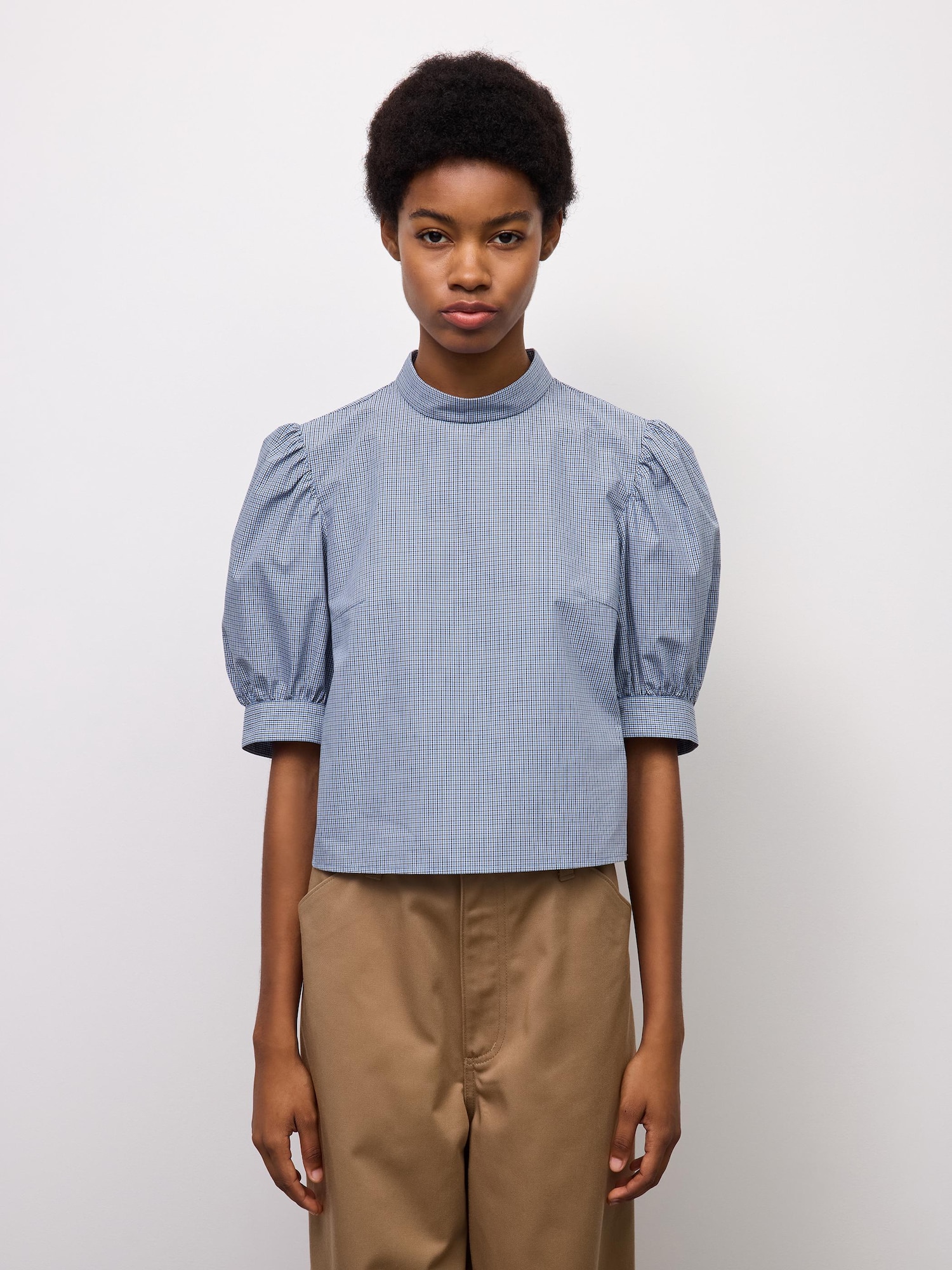 Women's Stand-Up Collar Blouse | HalfSlv | CL | GU US