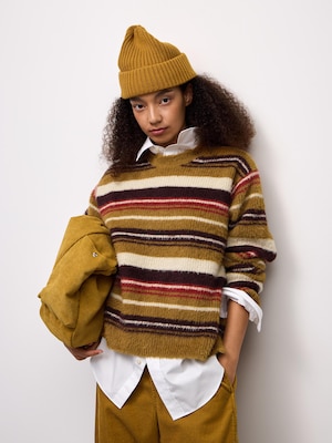 Feather Yarn Striped Sweater | CL