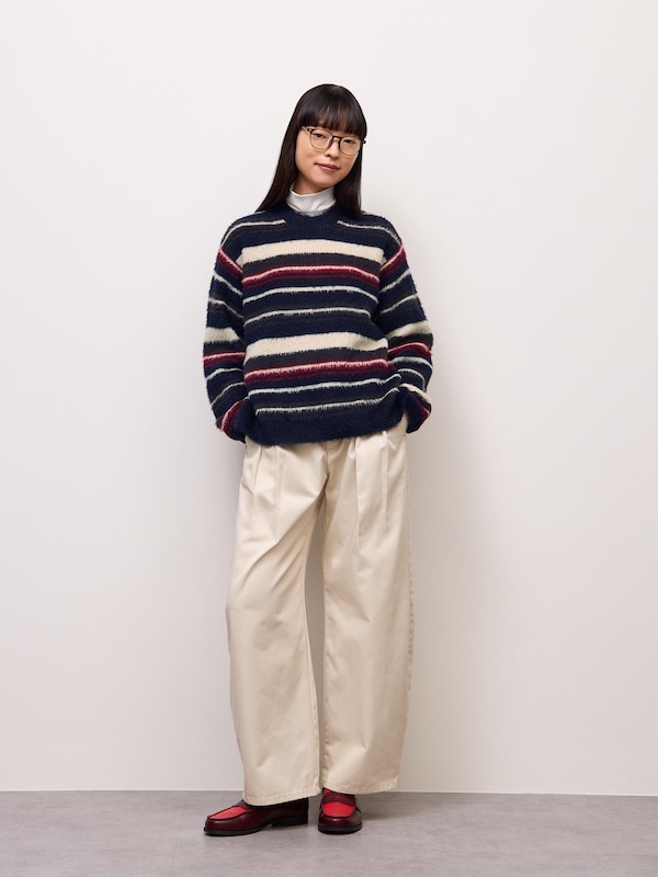 Feather Yarn Striped Sweater | CL