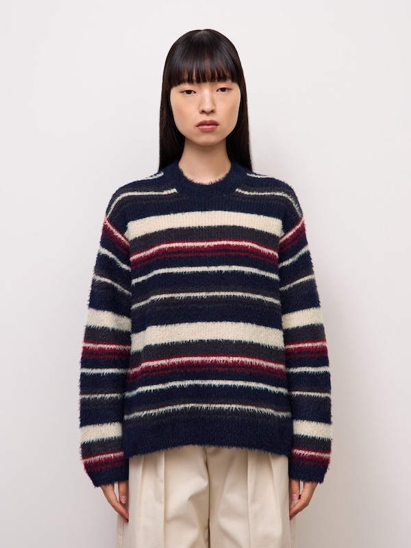 Feather Yarn Striped Sweater | CL