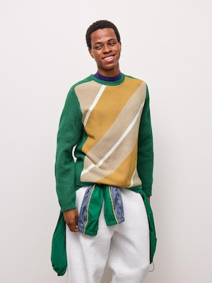 Milano Ribbed Bias Striped Sweater | ST