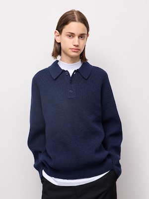 Rib Stitched Polo Sweater | MN